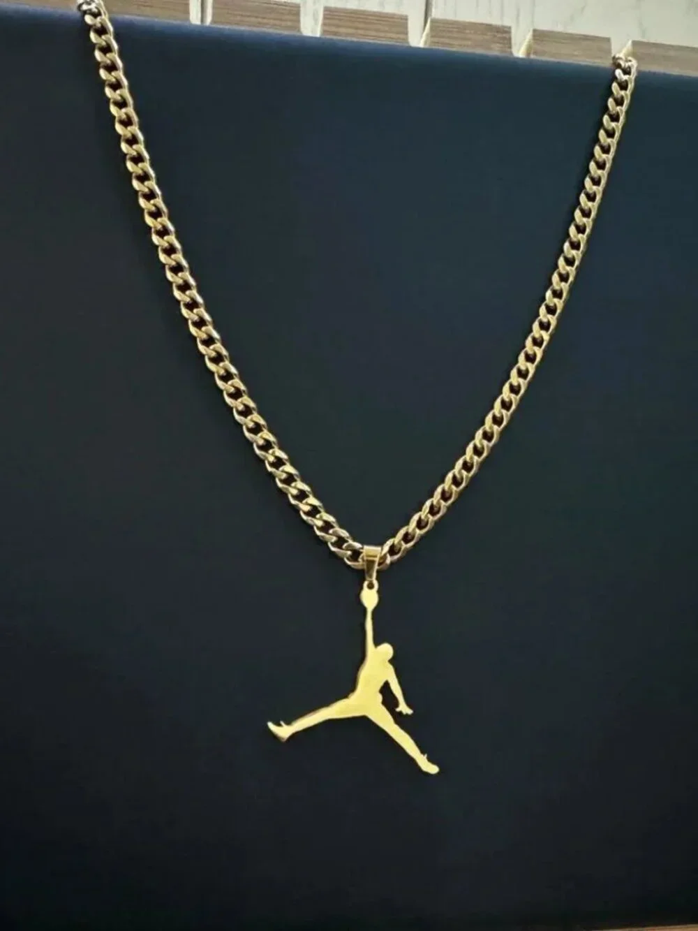 Gold Jordan Jumpman Pendant Necklace - MJ - Gold Plated - 22
